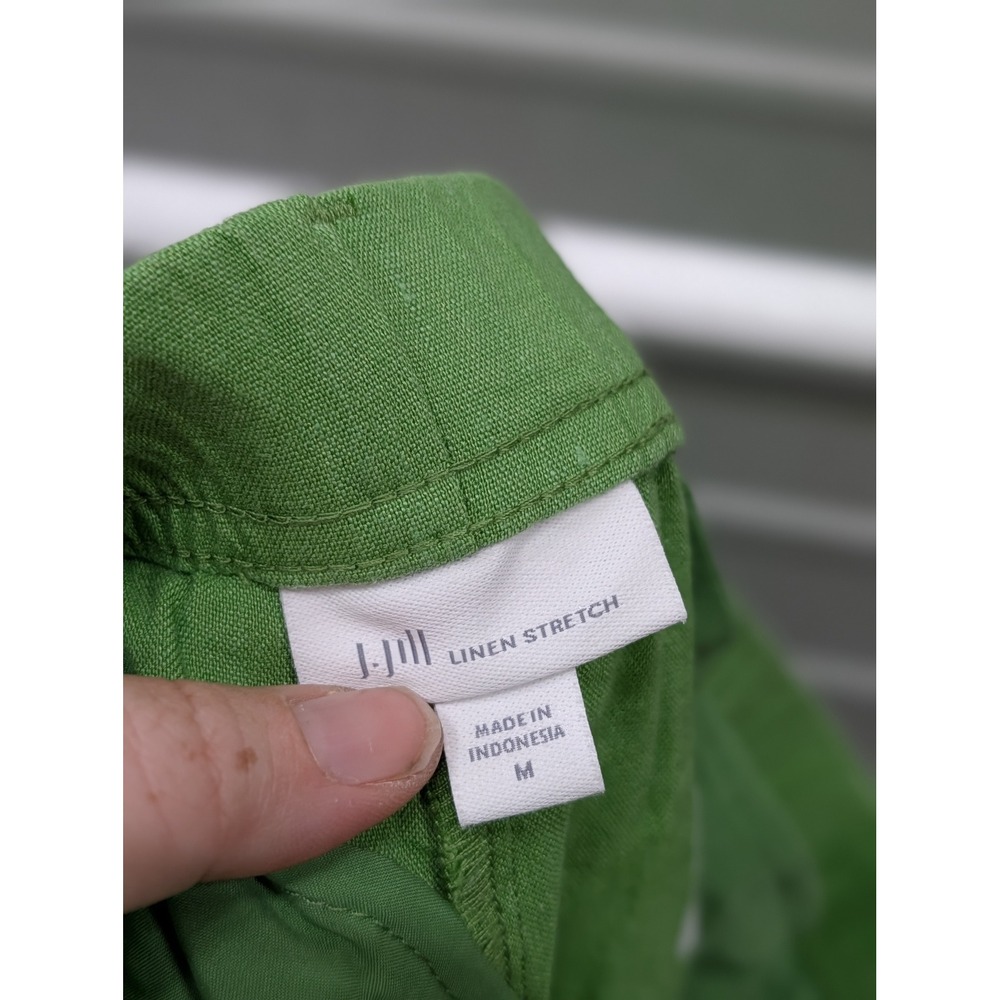 J. Jill Women's Linen Stretch Green Cropped Straight Leg Pants- Medium - Picture 4 of 6